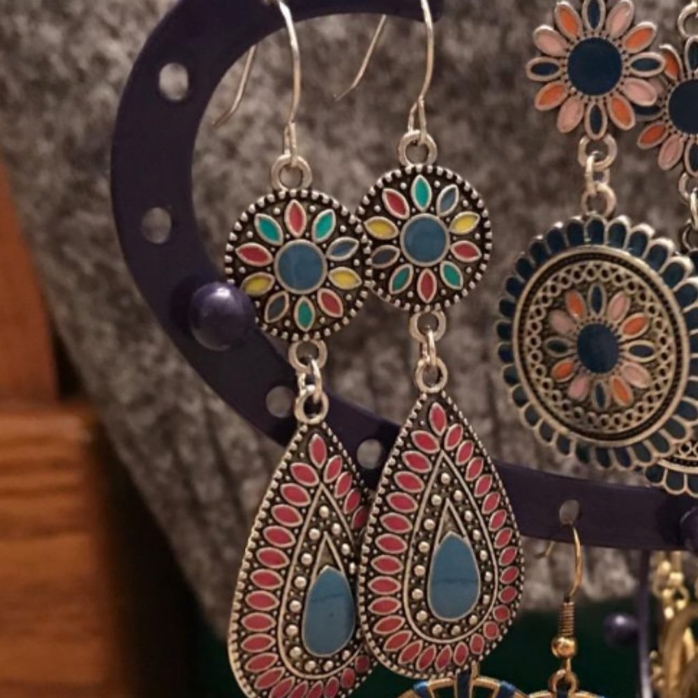 Elegant Boho Dangle Earrings Unique Teardrop Dangling Bohemian Jewelry Ladies - Picture 2 of 5